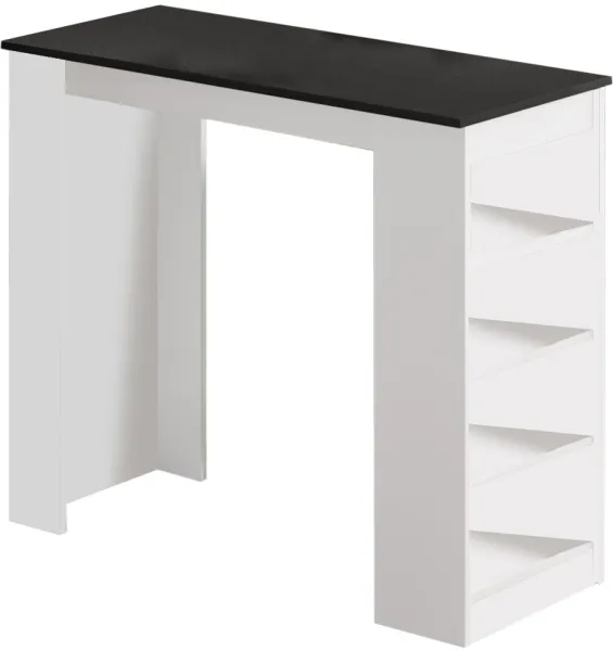 NORDVÄRK ST1 barbord, med 3 hyllor - vit och svart melamin (120x51,6)