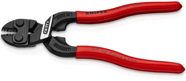 Knipex KNIPEX CoBolt® S Kompakt bultsax med urtag i skäret, svart atramenterad, med plastbeläggning 160 mm