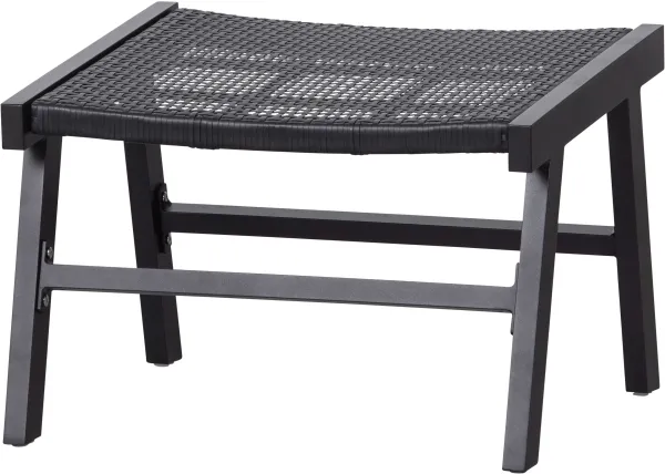 WOOOD EXCLUSIVE Puk fotpall, för inomhus- och utomhusbruk - svart polyeten och aluminium (57x54)