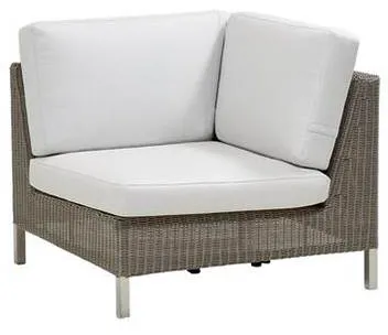 Cane-Line Connect Hörnmodul, Taupe, Kudde i vitt