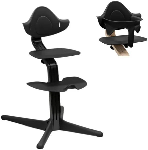 Hög stol i bok - svart, inklusive babysats