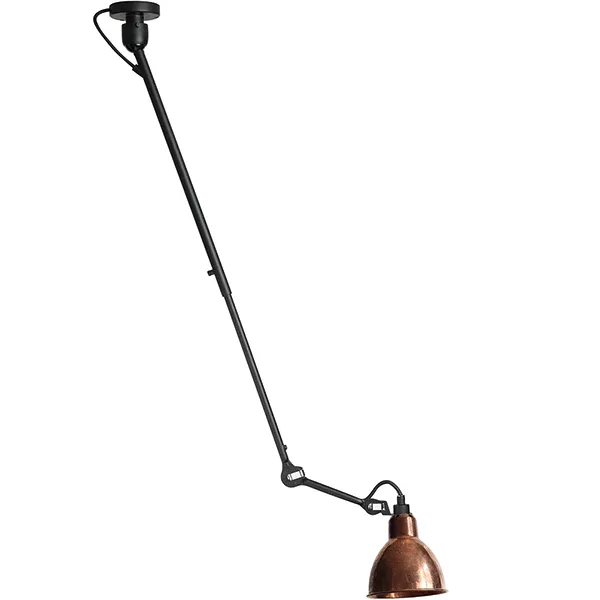 Lampe Gras N302 Taklampa Matt Svart/Rå Koppar/Vit