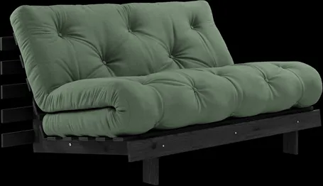 Karup Design Roots bäddsoffa med Roots madrass 140x200 olivgrön/svart lackerad