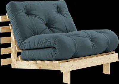 Karup Design Roots bäddsoffa m. madrass 90x200 757 Petrol Blue/Furu
